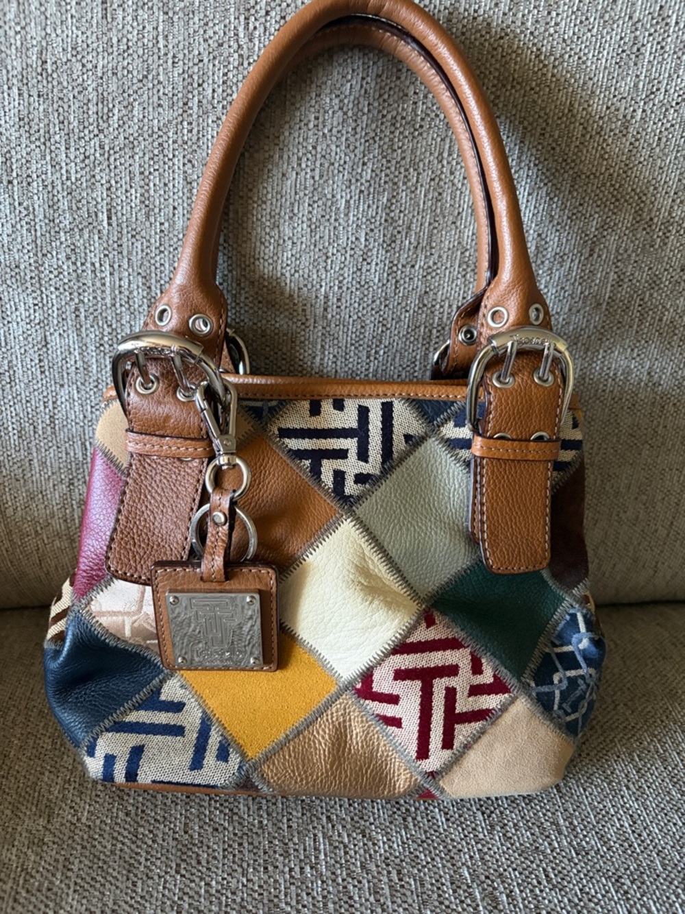 Vintage Tignanello Patchwork Satchel Tote